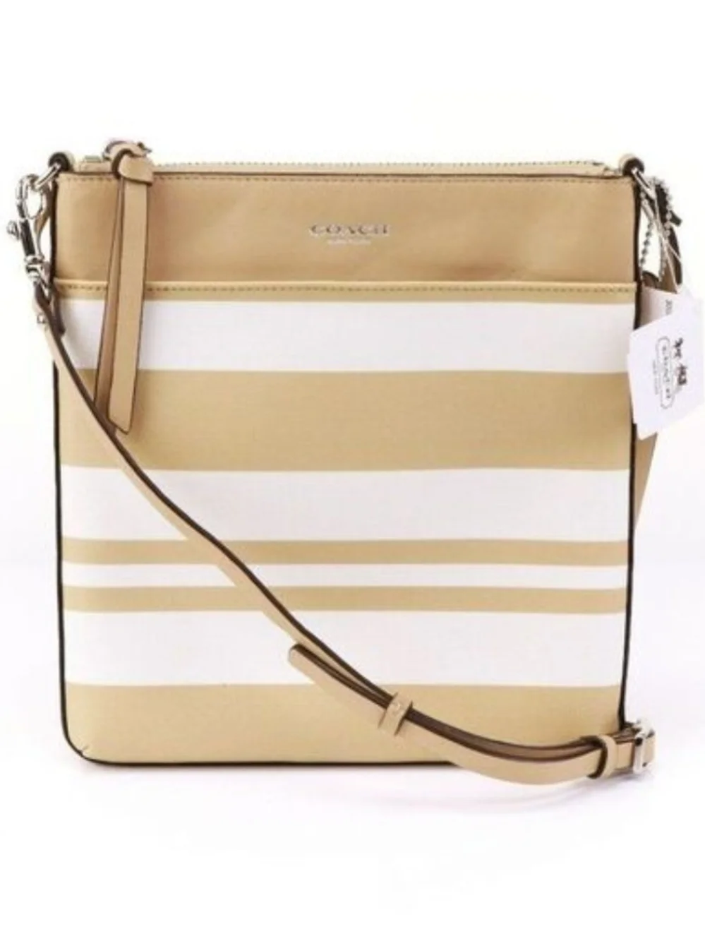 Coach Bleecker North/South Swingpack in Striped Coated Canvas